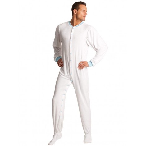 White Terry Cloth Adult Footed Pajamas