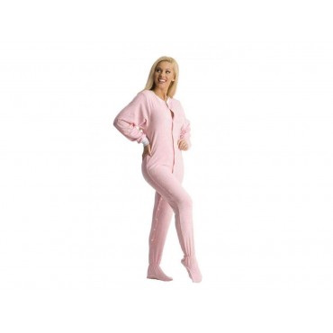 Pink Terry Cloth Adult Footed Pajamas