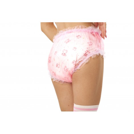 PINK  FRILLY PLASTIC DIAPER COVERS