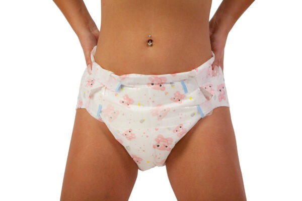 Pink Teddy Bear Adult Printed Diapers - Image 2