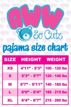 AWW SO CUTE FOOTED PAJAMA SIZE CHART