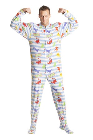 Blue Dinosaurs Footed Pajamas – Button Snap Edition