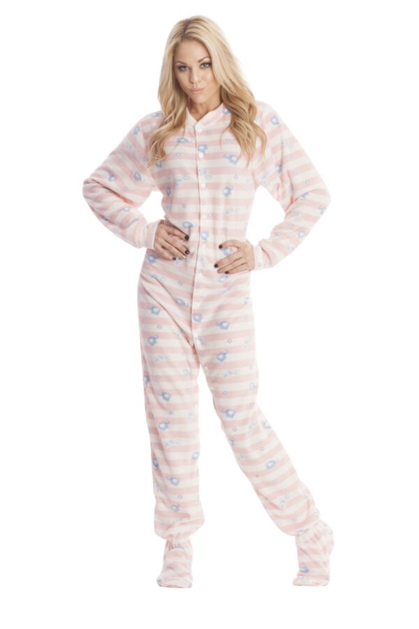 Pink Elephants Footed Pajamas– Button Snap Edition - Image 5