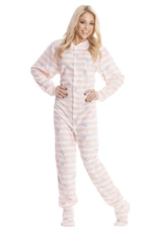 Pink Elephants Footed Pajamas– Button Snap Edition