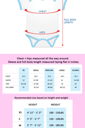 AWW SO CUTE ADULT ABDL ONESIE SIZE CHART
