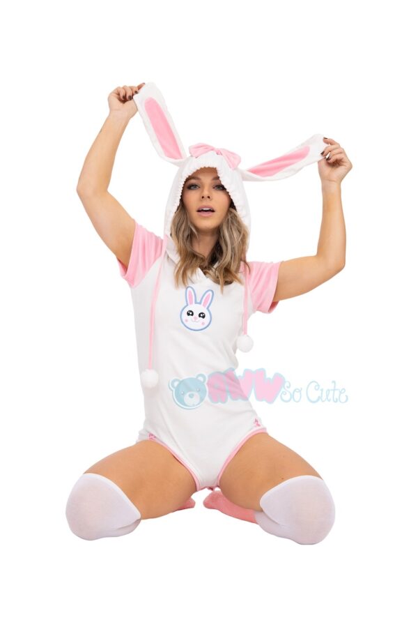White Velvet Bunny Hop Onesie - Image 2